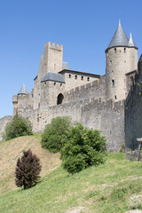 Fototapeta na wymiar Remparts et chateau de la Cité de Carcassonne