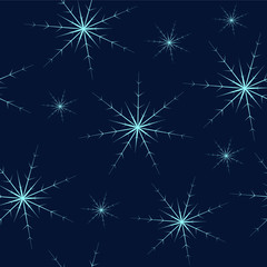 Fototapeta premium vector seamless pattern beautiful light snowflake on dark blue background repeating christmas backdrop