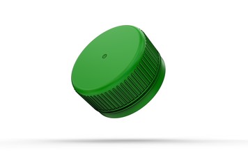 3d illustration of plastic bottle caps isolated on white
