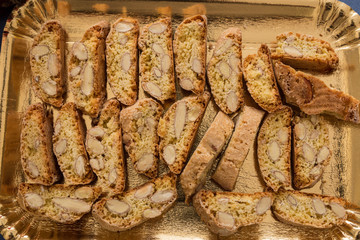 close up typical genoese biscuits canestrelli and cantucci
