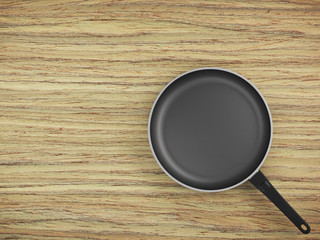 Top View Empty Pan On Table Background