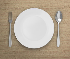 Top View Empty Dish On Table Background