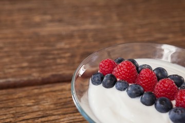 Close-up of fruit ice cream in bowl