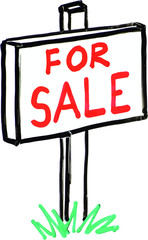 For Sale Sign White Board Illustration