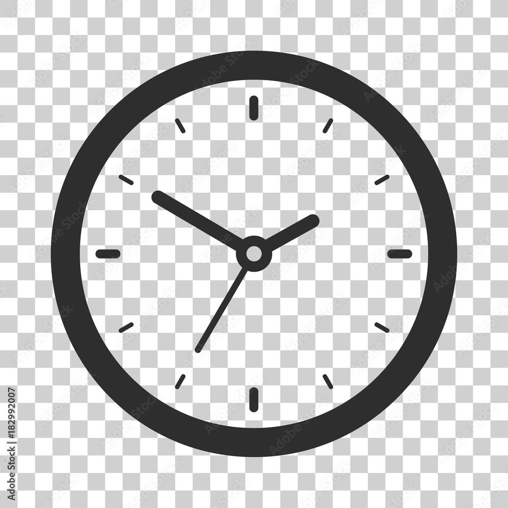 Aufkleber clock icon in flat style, black timer on transparent background, business watch. vector design eleme