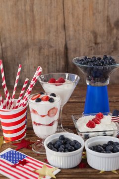 Fruits and ice cream with 4th july theme