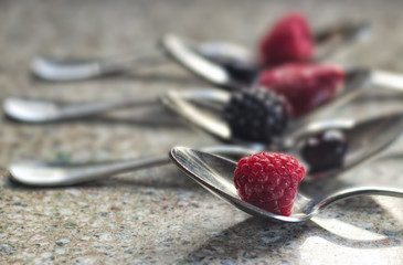 Fresh Berries on Spoons