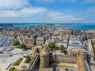 Aerial view of Saint-Malo city center - obrazy, fototapety, plakaty