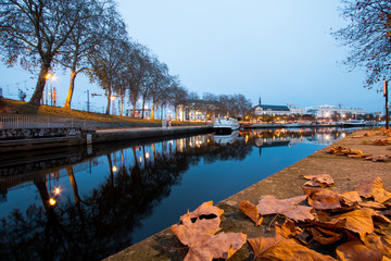 The Erdre night River in Nantes - France, Loire-Atlantique