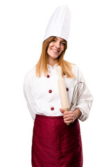 Happy beautiful chef woman