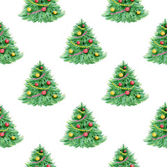 Seamless pattern with Christmas tree