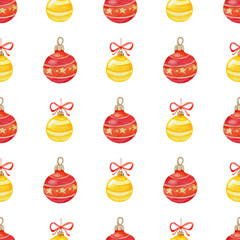 Christmas pattern with red and yellow decorations