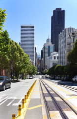 San Francisco street scene - looking along tram tracks