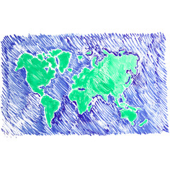World Map White Board Illustration