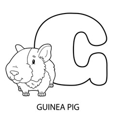 animal alphabet coloring page. Vector illustration of educational alphabet coloring page with cartoon character for kids