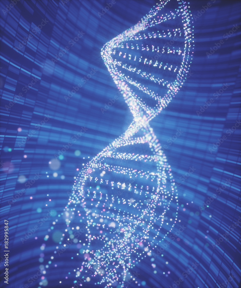 Poster DNA Molecule Structure. Colorful DNA molecule. Concept image of a structure of the genetic code.