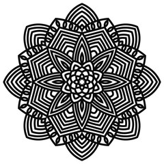 Fototapeta premium Ornamental round doodle flower isolated on white background. Black outline mandala.