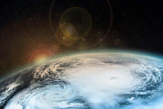 A Hurricane On The Earth. Satellite View From Space. Elements Of This Image Furnished By NASA.