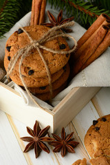 Delicious Christmas cookies in composition
