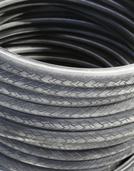 many old tires for bicycles in the recyclable waste dump