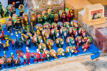 Close up Indian souvenir figurines of goddess