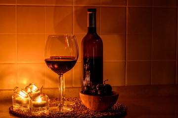 Romantic background with glasses of wine