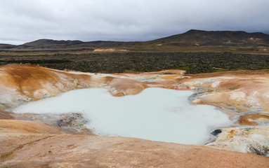 Lake in Leirhnjukur lava field, Iceland