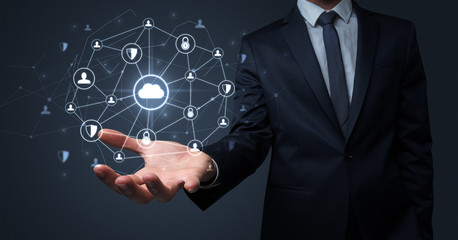 Networking connection concept with dark wallpaper