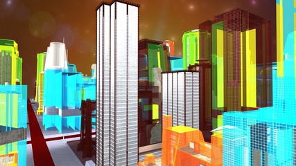 Vista dall'alto di una metropoli virtuale