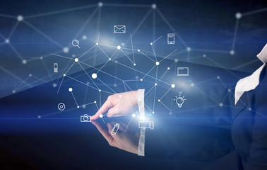 Hands touching interactive table