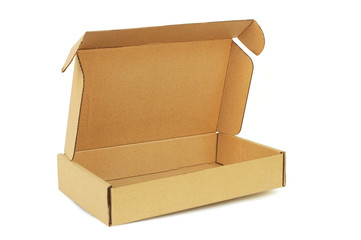 Open carton box made of cardboard on a white background