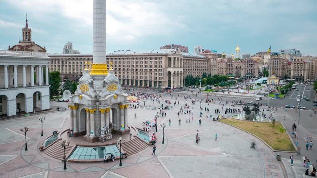 Ukraine Kiev city square time lapse
