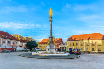 Fototapeta na wymiar Old architecture Zagreb Croatia. / Scenic colorful view at famous square in Zagreb city, upper town view.