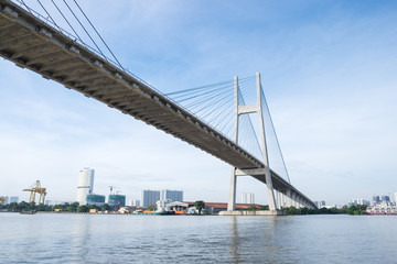 View of Ho Chi Minh City harbor from the river