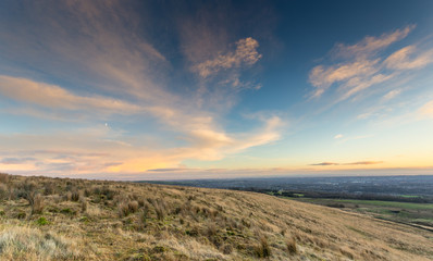 Evening sky over an English countryside landscape