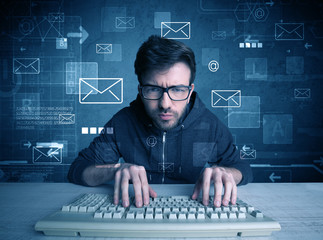 Intruder hacking email passcodes concept