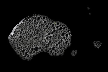 foam, bubble isolated on black, with clipping path texture and background 