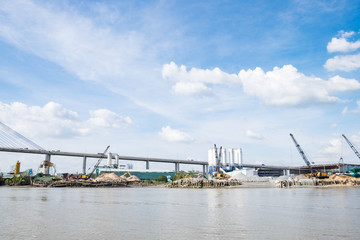 Fototapeta premium View of Ho Chi Minh City harbor from the river