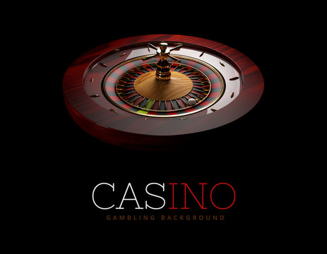 Casino Roulette Wheel with a ball. isolated black, 3D Rendering.