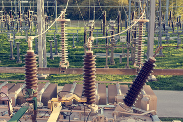 Power transformer powering electrical switchyard.