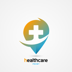 Obraz premium white symbol. Healthcare concept. Creative map pin. Vector