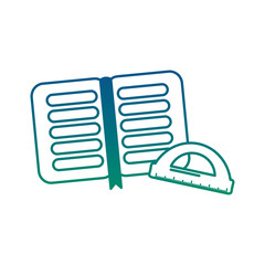school open book and protractor vector illustration