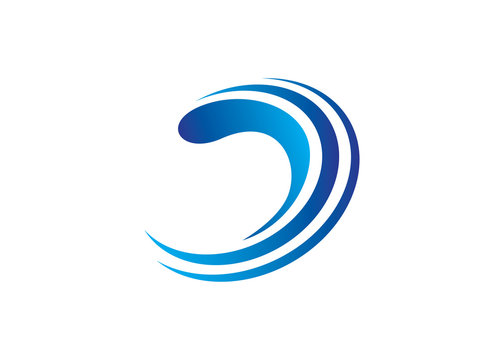 Dynamic Blue Ocean Wave Stream Line Logo