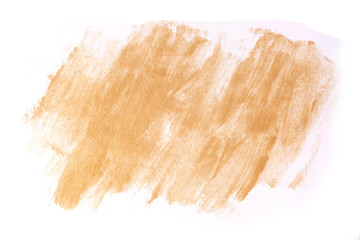 watercolor pearl shiny gold metallic paint. acrylic shiny  isolated on white paper with a paint texture.
