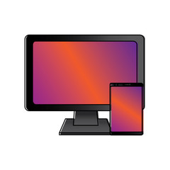monitor computer smartphone gadget screen device vector illustration