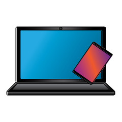 laptop and smartphone device gadget screen technology set vector illustration