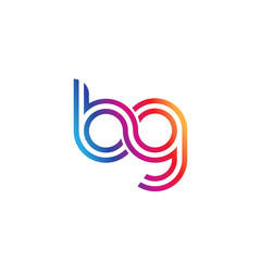 Initial lowercase letter bg, linked outline rounded logo, colorful vibrant gradient color