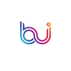 Fototapeta premium Initial lowercase letter bi, linked outline rounded logo, colorful vibrant gradient color