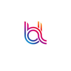 Initial lowercase letter bl, linked outline rounded logo, colorful vibrant gradient color