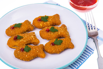 Children food. Nuggets from fishes